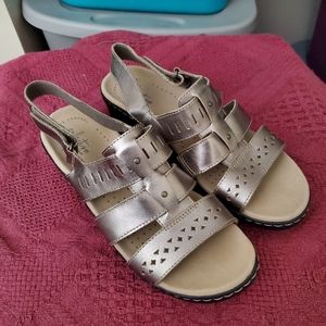 Clarks Strappy Silver Sandals